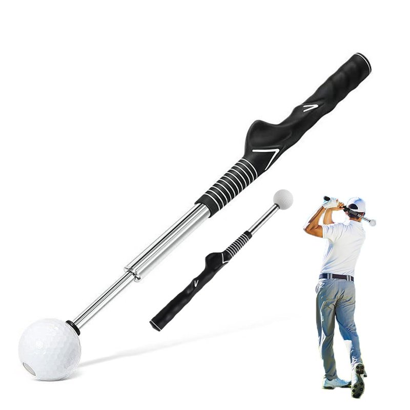 Onimento Retractable Golf Swing Trainer Right-Handed Click Stick Golf Grip Portable Grip Trainer with Click Feedback for Right Trainer Ideal for Beginners, Indoor & Outdoor Practice