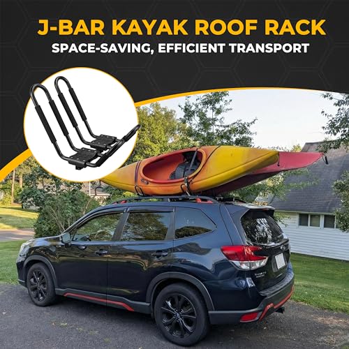 Heavy-Duty J-Bar Kayak Roof Rack Carrier - 2 Pairs Set