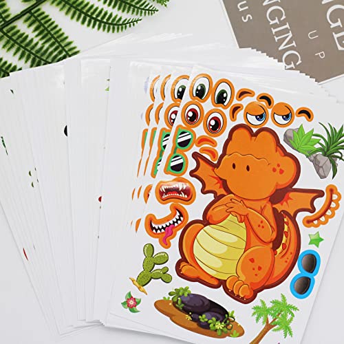 Dinosaur Face Stickers - 27 Sheets Make Your Own Dino Stickers
