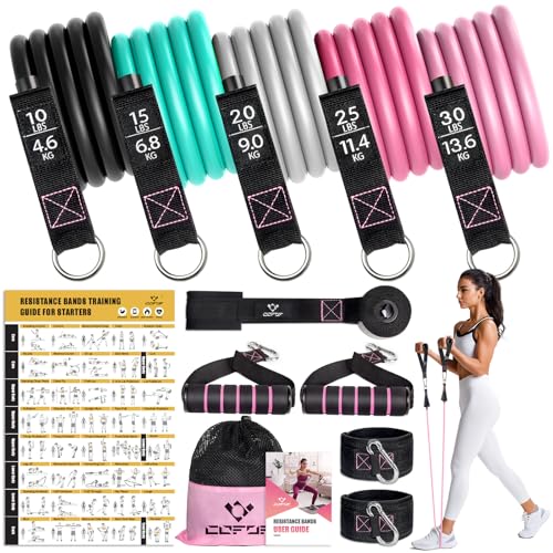 Resistance Bands with Handles for Women - 5 Levels, Colour Variation