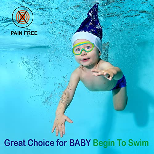 Kids Swimming Goggles with Fabric Strap - Wide View - Blue Shell
