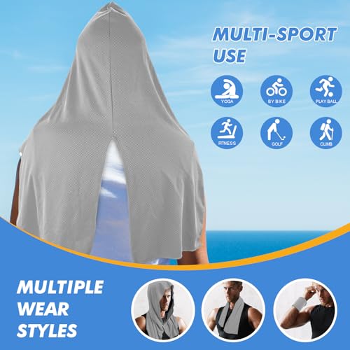 Cooling Hoodie Towel - Instant Cooling Neck & Face Towel - Light Gray