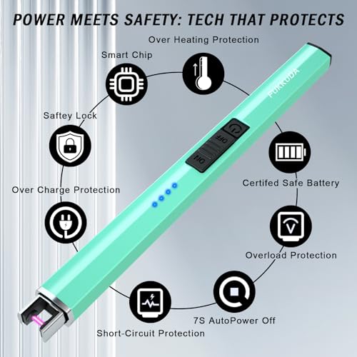 Electric Candle Lighter - USB Rechargeable Flameless Plasma Arc - Tiffany Blue