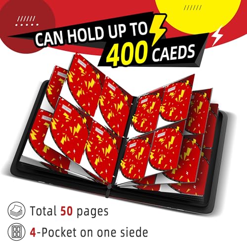 Luporia Red 400-Capacity 3-Ring Trading Card Binder with 50 Removable Sleeves