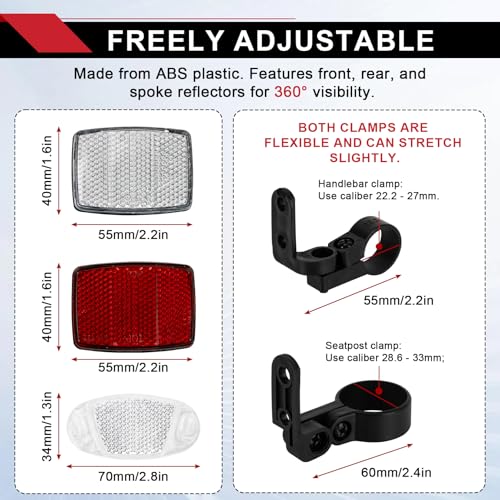 8-Piece Bicycle Reflector Kit for Enhanced Nighttime Safety