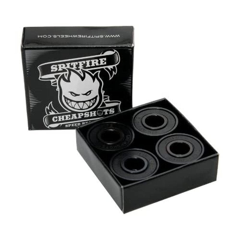 Spitfire Skateboard Wheels Cheapshots Bearings - Includes 8 Bearings and Bighead Sticker - Removable Black Shields - for All Types of Skateboarding - Fits All Trucks and Wheel Combos