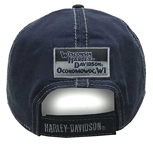 Wisconsin Harley-Davidson Men’s Baseball Cap – Blue/Black/Gray, One Size