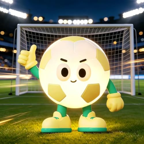 Soccer Football Night Light - Silicone USB-C Rechargeable, 7 RGB Colors, Auto Timer - Brazil