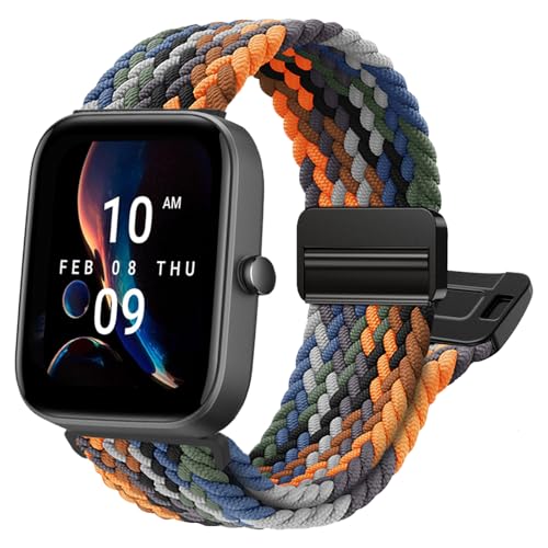 Zeeflufun 20mm Braided Resistance Bands for Amazfit Active 3/2 - Denim Blue A