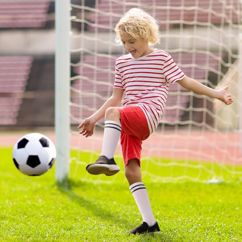 Kids Football Socks - 4 Pairs, Breathable Mesh, White