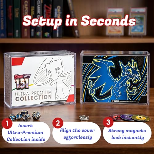 Acrylic Display Case for Mega Charizard X ex & 151 UPC Protection