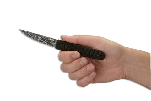 CRKT Obake Everyday Carry Fixed Blade Knife with Sheath: Stainless Steel Plain Edge Blade, Cord-Wrapped Stainless Steel Handle, 2367