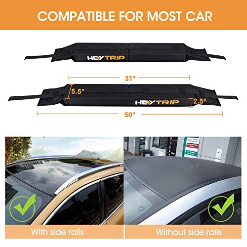 Universal Soft Roof Rack Pads with 15FT Tie-Down Straps for Kayaks & Surfboards