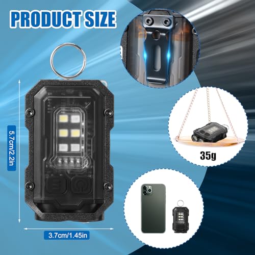 3 Pcs Mini EDC Flashlight Rechargeable Small Keychain Flashlight with White Red Blue Light, 800 High Lumens Pocket USB C LED COB Portable Flash Lights with Clip and Magnet, 8 Modes