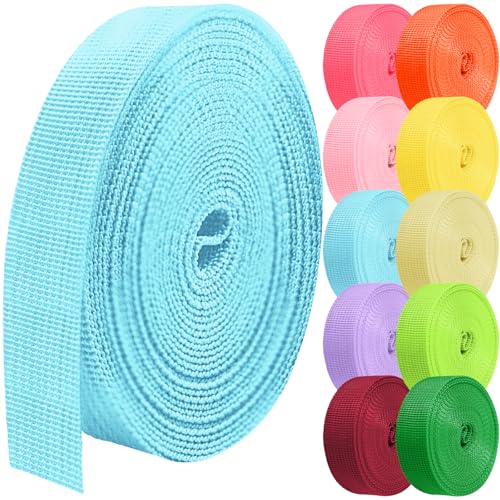 Polypropylene Webbing Strap 1 Inch x 5 Yards - Light Blue Heavy Duty Utility
