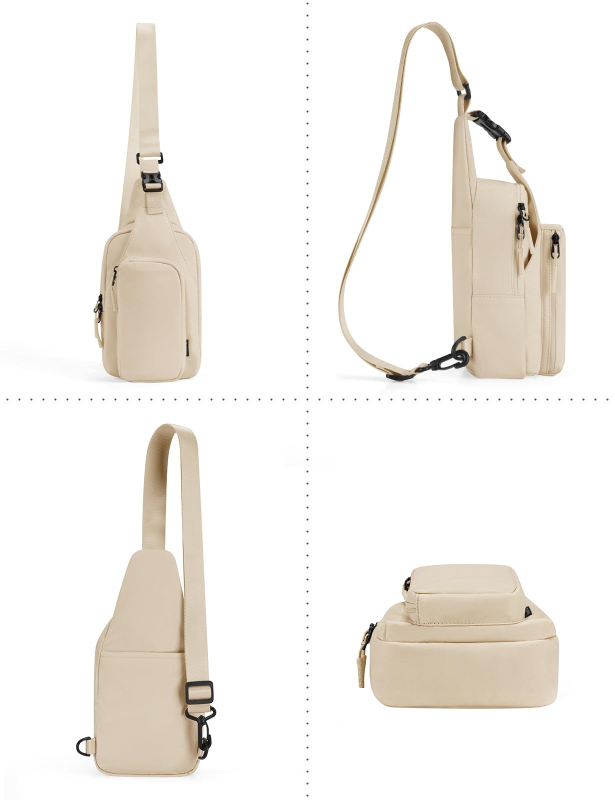 baleaf Small Sling Bag Women Crossbody Backpack Adjustable Strap Shoulder Chest Daypack Casual Traveling Hiking Daily White
