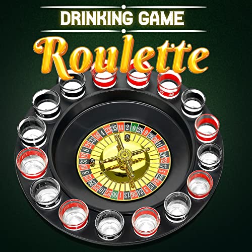 Shot Glass Roulette Drinking Game Set - 16 Glasses & 2 Balls