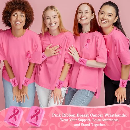 Breast Cancer Awareness Wristbands - 2 Pack Pink Ribbon