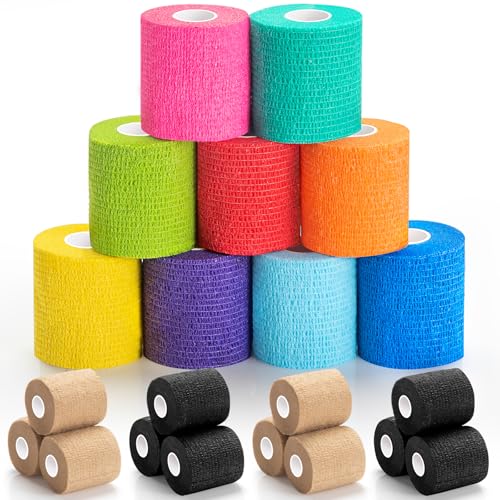 Self-Adhesive Bandage Wrap - 2-Inch Elastic Athletic & Vet Wrap, Multi-colored