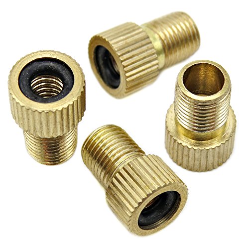 Brass Presta Valve Adapter - Convert Presta to Schrader, 4 Pack