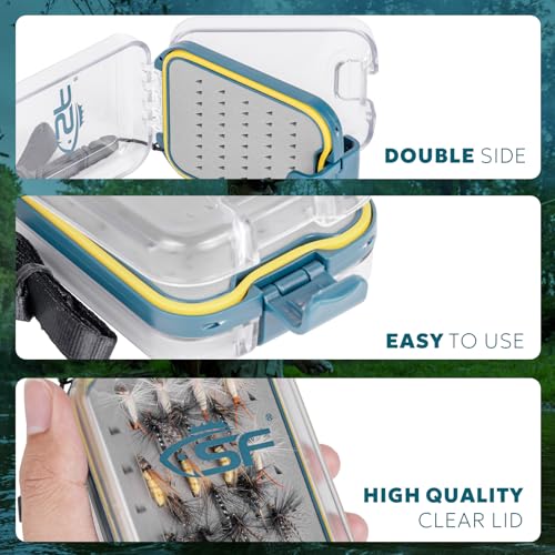 Waterproof Pocket Fly Fishing Box with Easy Grip Foam & Lanyard