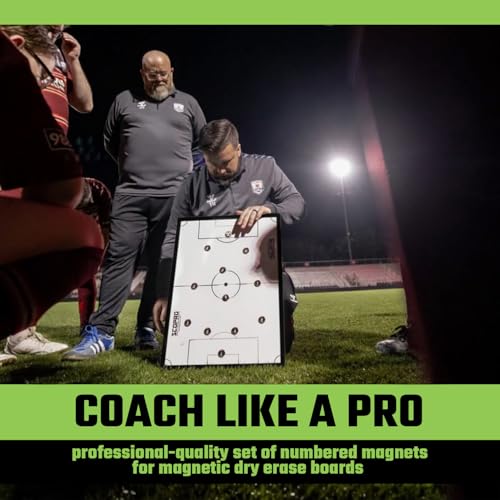 Soccer Coaching Magnets - Numbered Magnetic Player Markers, 0.75" Red, 1 Set