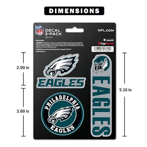 Philadelphia Eagles Vinyl Decals - 3 Pack Stickers