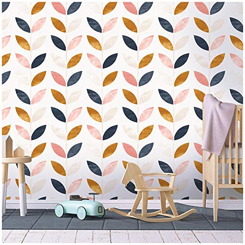Floralplus Peel and Stick Wallpaper Boho Leaf Removable Wallpaper for Bathroom Renter Leaf Contact Paper for Locker Shelf Liner Vinyl Adhesive Wallpapers Wall Mural Decor 17.5 in x 118 in