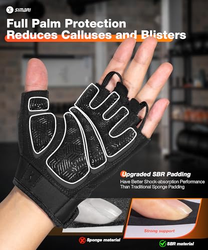 Breathable Workout Gloves with Cushion Pad - Black, Medium