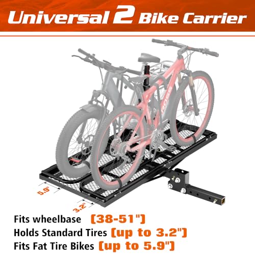Hitch Cargo Carrier & Bike Rack Set - 500 lb Capacity, 14" High Side Rails