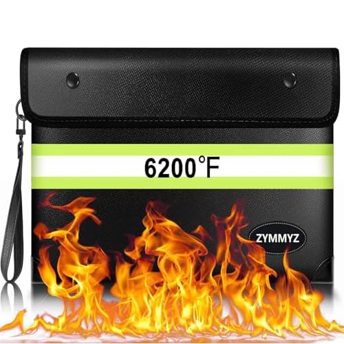 Upgraded Insulated Fire Proof Money Bag for Cash,6200¢µ Fireproof&Waterproof Document Pouch with Water Resistant Zipper,Fireproof Envelopes for Important Documents,Valuables£¨Not Suitable for A4 Files£©