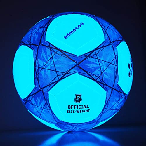Light Up Soccer Ball Glow in the Dark Blue Size 5 with Pump & Needles – Admecoo