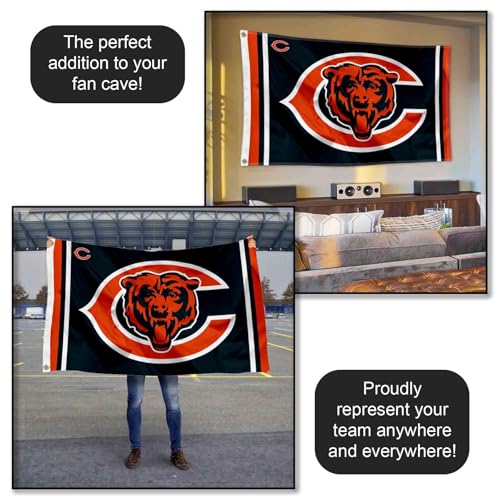 Chicago Bears Flag - 3ft x 5ft Polyester Banner with Grommets