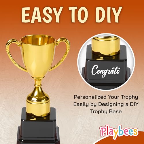 Playbees Gold 7-Inch Trophies, 12 Pack for Kids Sports & Awards - Gold Cup