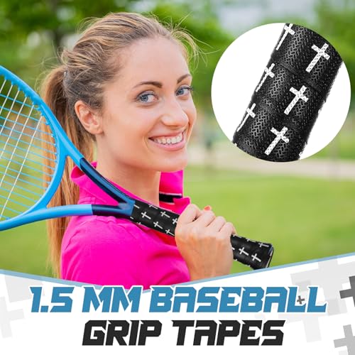 Cushioned Cross Design Bat Grip Tape for Baseball & Softball - Black