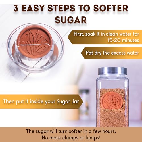 Terracotta Brown Sugar Saver & Softener Disc - Reusable Leaf Design - Pack of 2