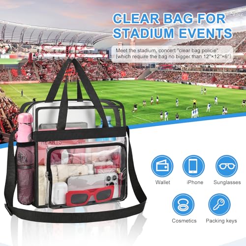 Stadium Approved Clear Tote Bag 12x12x6 with Reinforced Straps