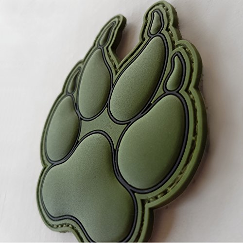 Olive Drab K-9 Paw Morale Patch - Rubber Touch Fastener