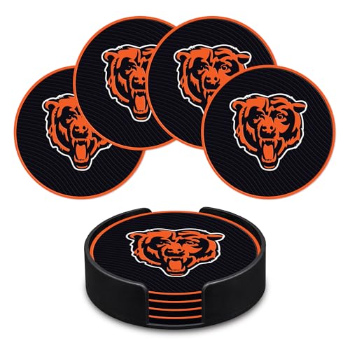 NFL Football Coaster Set - 4 Pack Durable PVC Coasters