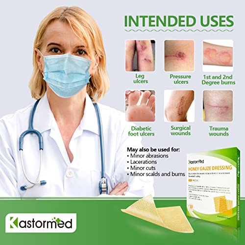 Kastormed 4x4 Inch Honey Gauze Dressing Pack of 10 - Manuka Medical Wound Care
