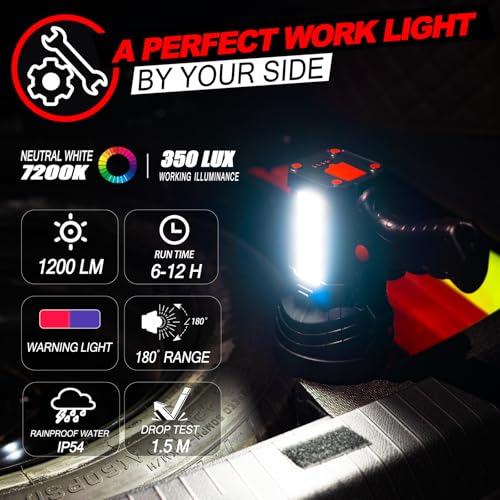 BIGSUN Rechargeable Spotlight, 950000 High Lumens LED Handheld Flashlight with Cob Floodlight and Redlens, Lightweight and Ultra-Long Battery Life Spotlight for House Hunting Boating Camping