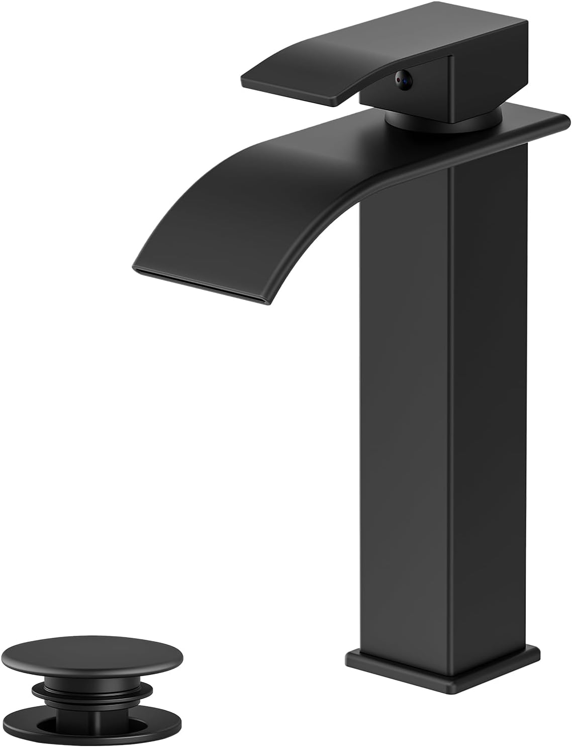 Modern Brushed Gold Bathroom Faucet with Waterfall Spout & Pop-Up Drain - Single Handle Vanity Sink Faucet