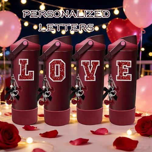 Black Cherry Charm & Silicone Boot Accessories for Owala Sway 30/40oz — Personalized Letter A