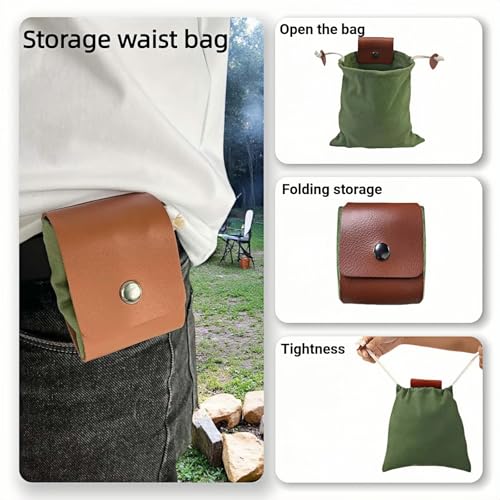 Foldable Waxed Canvas Foraging Bag - Hands-Free Waist Pack, 8.94x8.66"