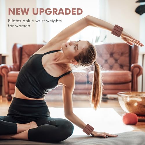 WUSOPU 2 lb Dark Brown Wrist & Ankle Weights - 1 lb Each, Adjustable Silicone