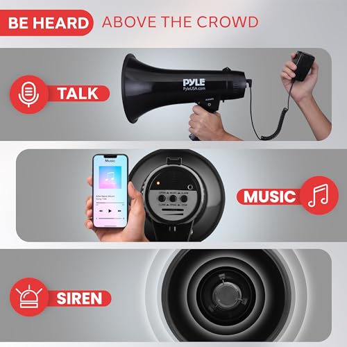 40W Megaphone Speaker with Siren - 1000 Yard Range, 8'' Diameter x 13.2'' Length