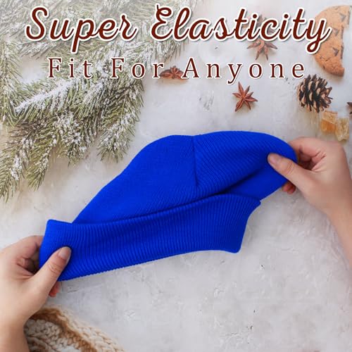 Knit Cuffed Beanie Hat for Women & Men - Dark Blue