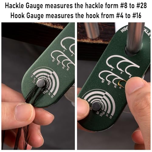 Dr.Fish Gold Anodized Aluminum Fly Tying Hackle & Hook Gauge for Fishing