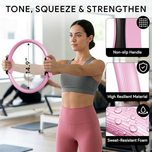 18-Piece Pilates Equipment Set - Home Workout Kit - Pink