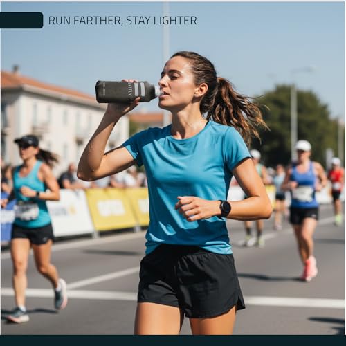 FITLY Soft Collapsible Running Water Bottle - Black, 13.5oz
